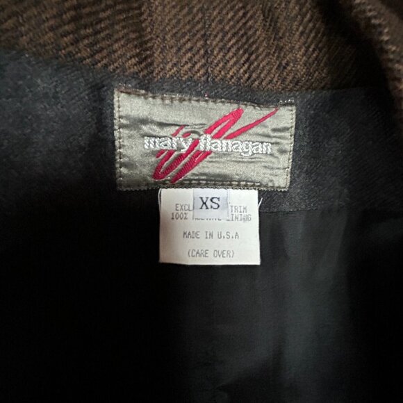 Vintage Mary Flanagan Womens Wool Embroidered One-Button Blazer XS Brown Lined - Picture 3 of 10